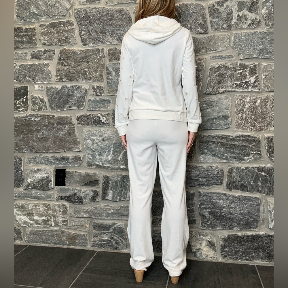 White Zipper Hooded Jacket with Pearl Embellishment, SOFT, size S Boston Proper - Picture 9 of 12